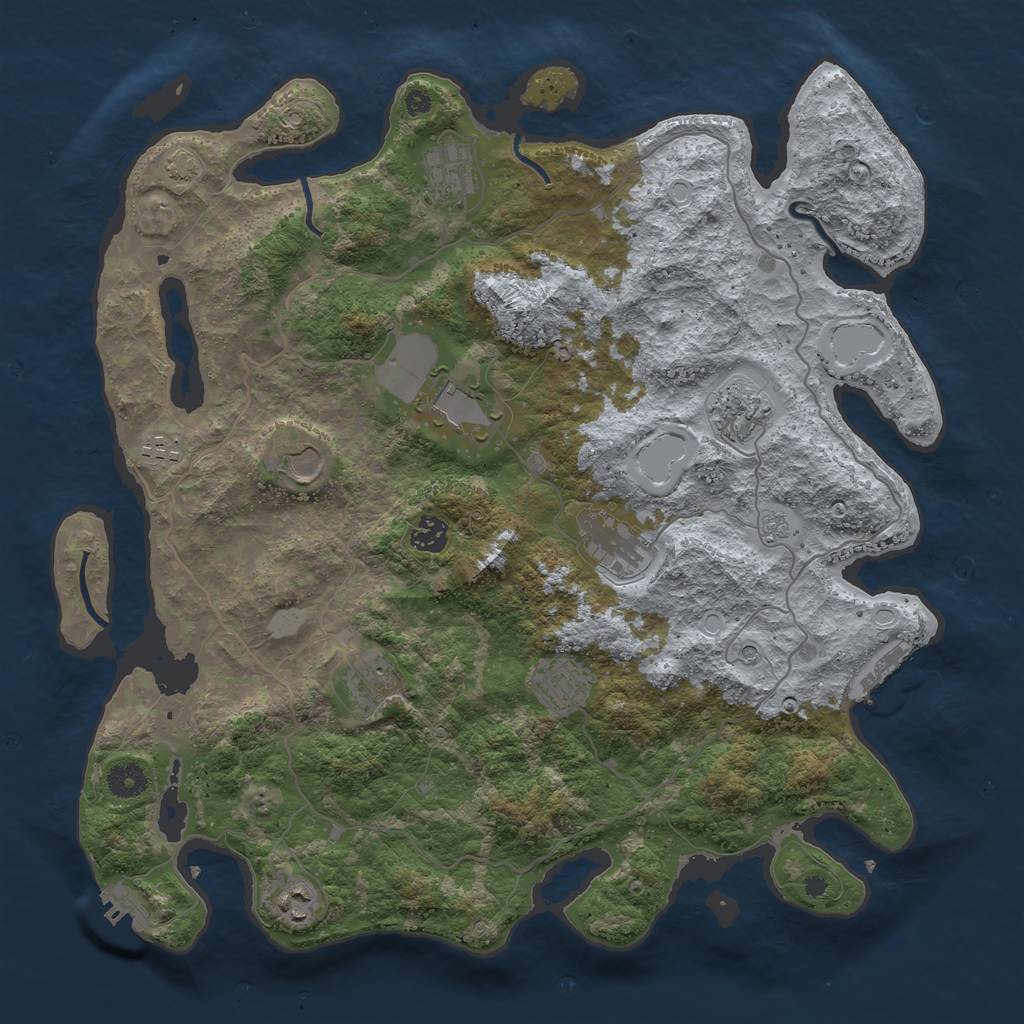 Rust Map: Procedural Map, Size: 4100, Seed: 34531038, 18 Monuments