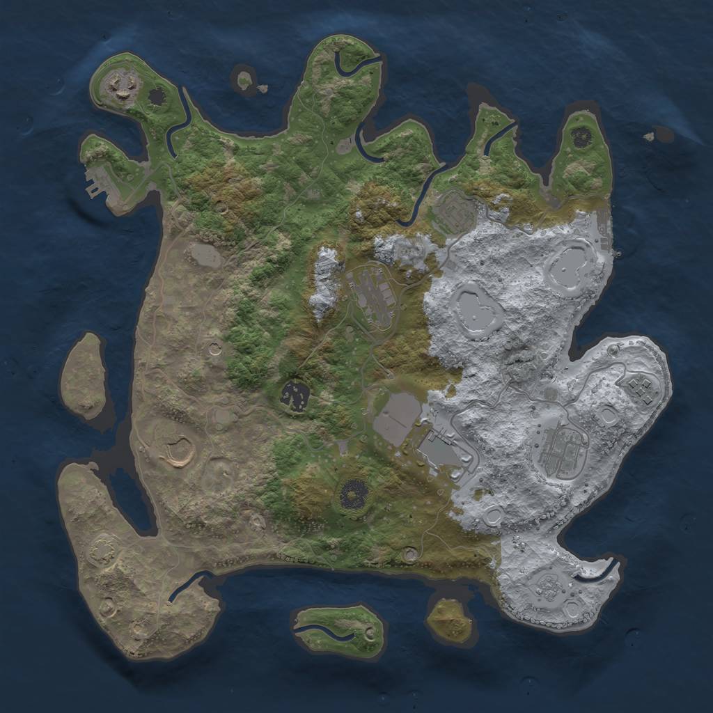 Rust Map: Procedural Map, Size: 3600, Seed: 95059376, 16 Monuments