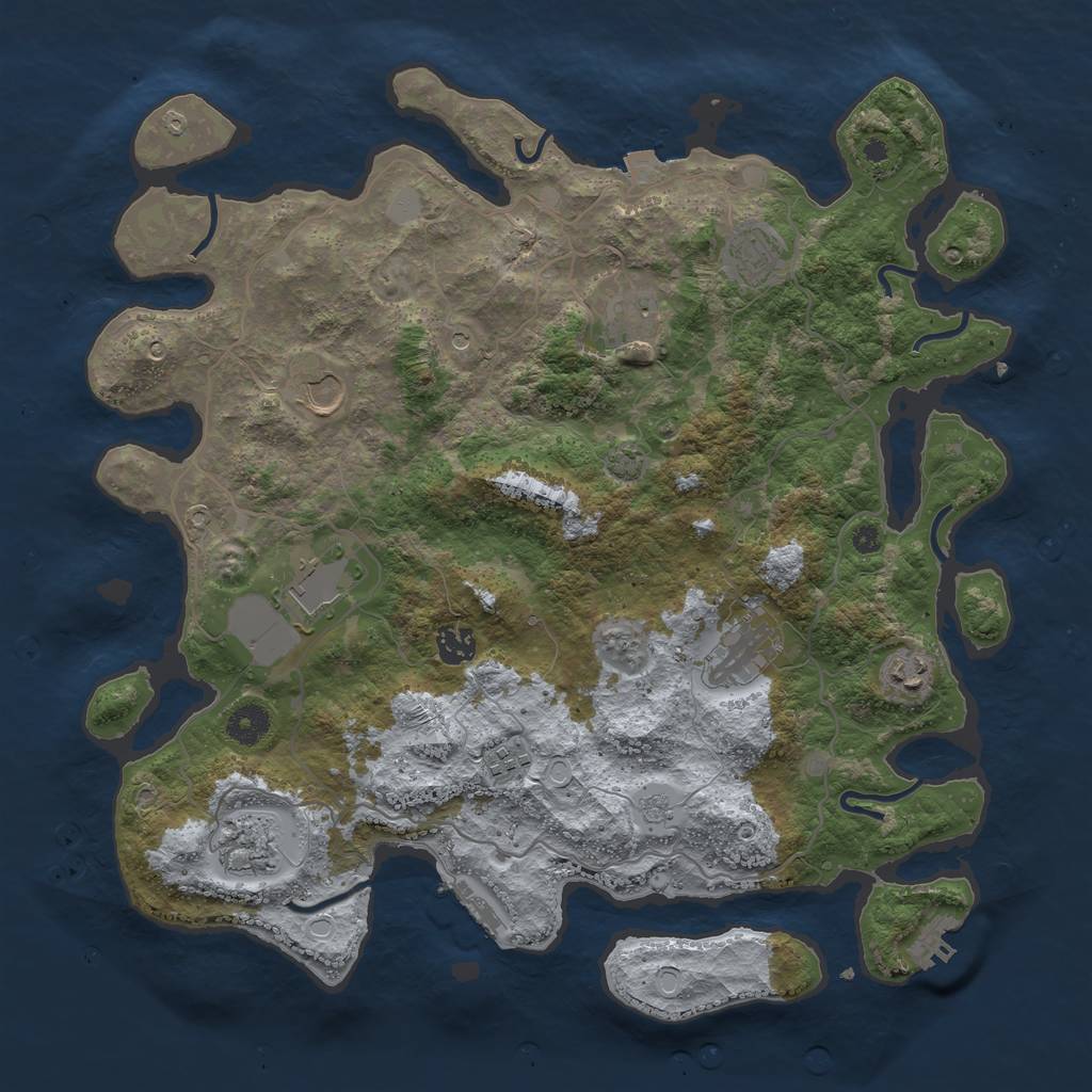 Rust Map: Procedural Map, Size: 4000, Seed: 945681, 17 Monuments