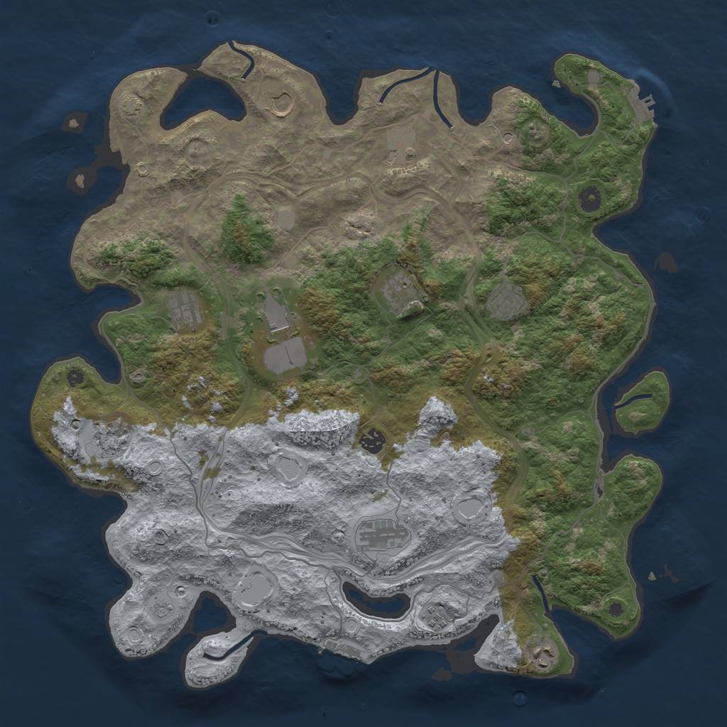 Rust Map: Procedural Map, Size: 4500, Seed: 2039772195, 19 Monuments