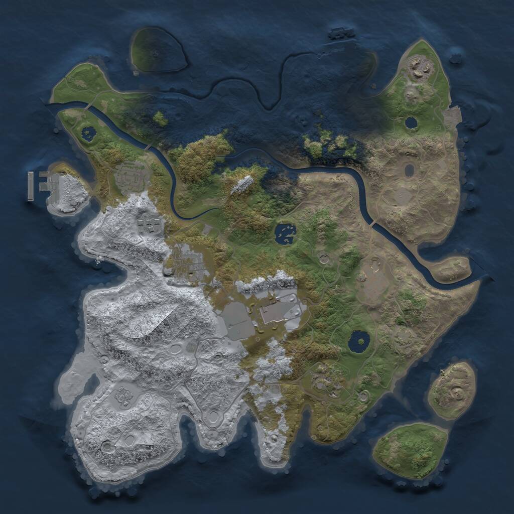 Rust Map: Procedural Map, Size: 3500, Seed: 931410764, 14 Monuments