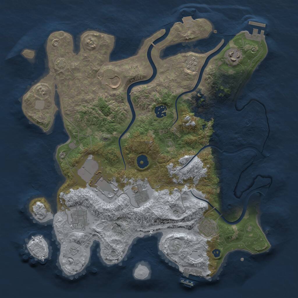 Rust Map: Procedural Map, Size: 3550, Seed: 92656028, 14 Monuments