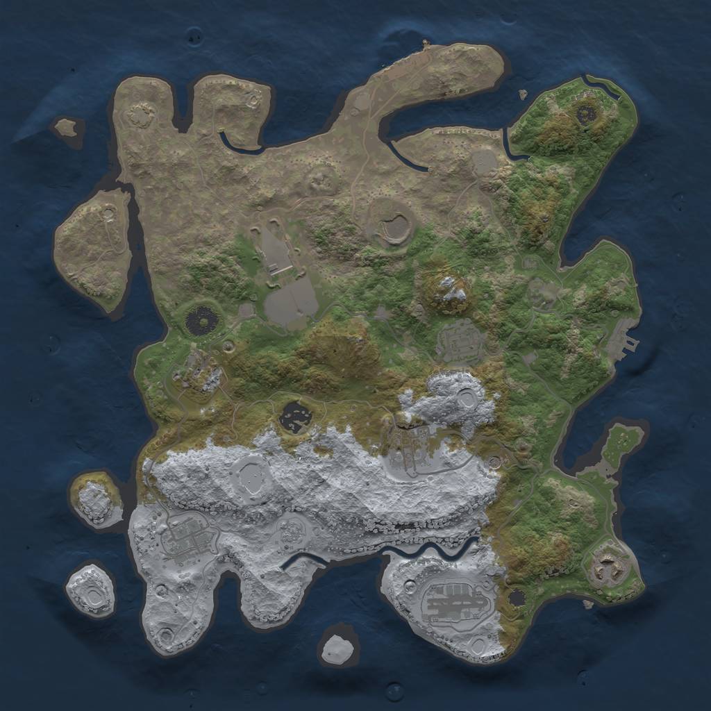 Rust Map: Procedural Map, Size: 3550, Seed: 92656028, 17 Monuments
