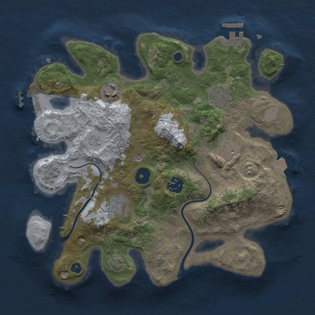 Rust Map: Procedural Map, Size: 3000, Seed: 31831, 12 Monuments