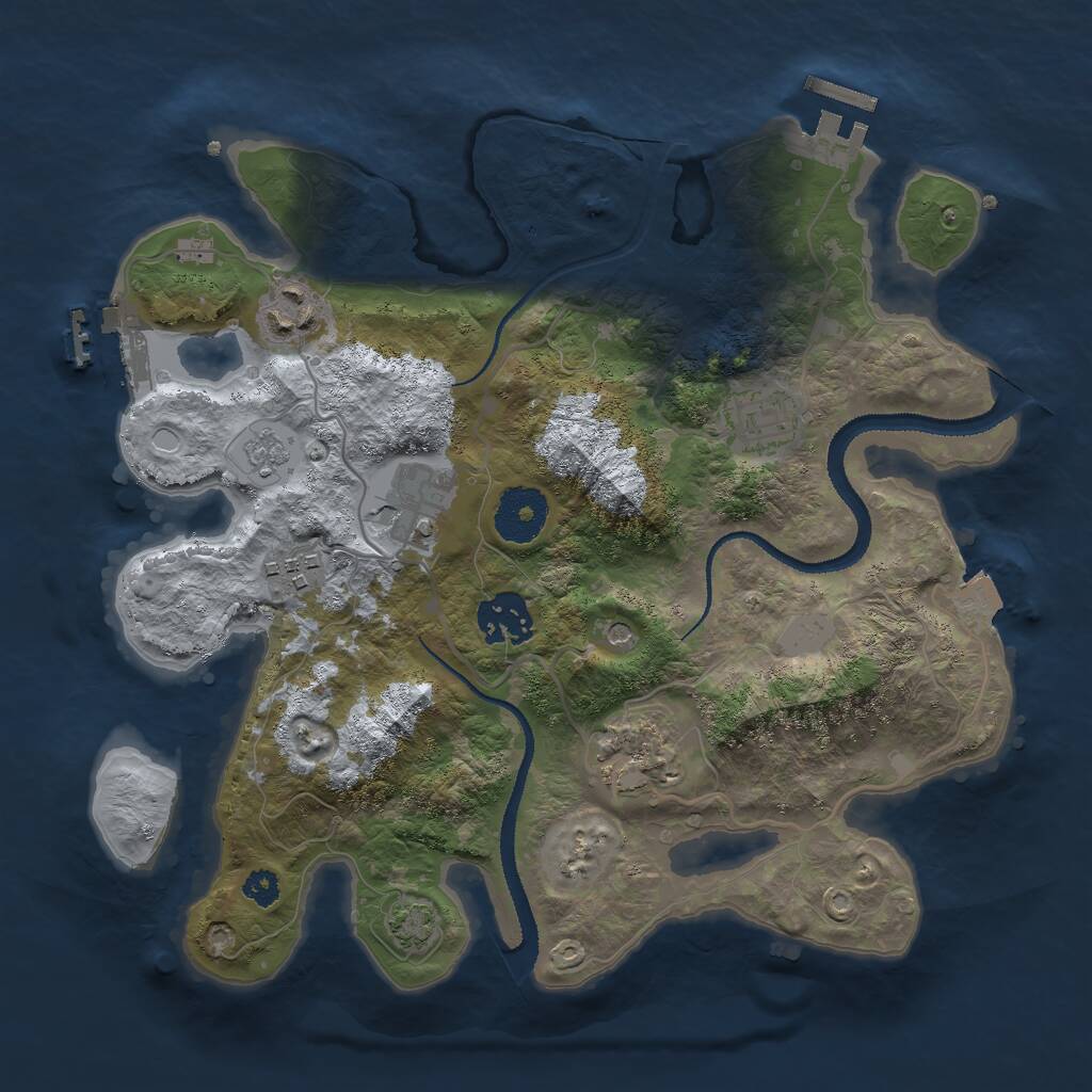 Rust Map: Procedural Map, Size: 3000, Seed: 31831, 12 Monuments