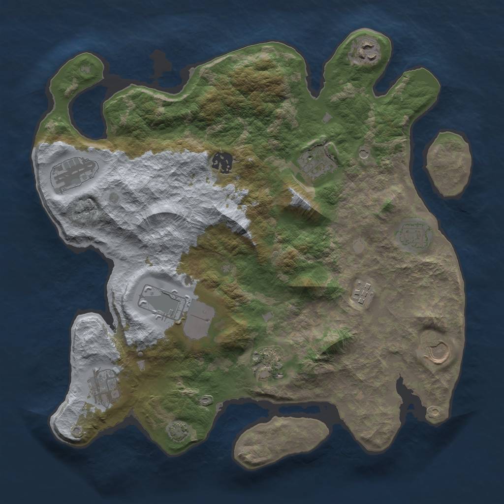 Rust Map: Barren, Size: 3500, Seed: 298243111, 14 Monuments