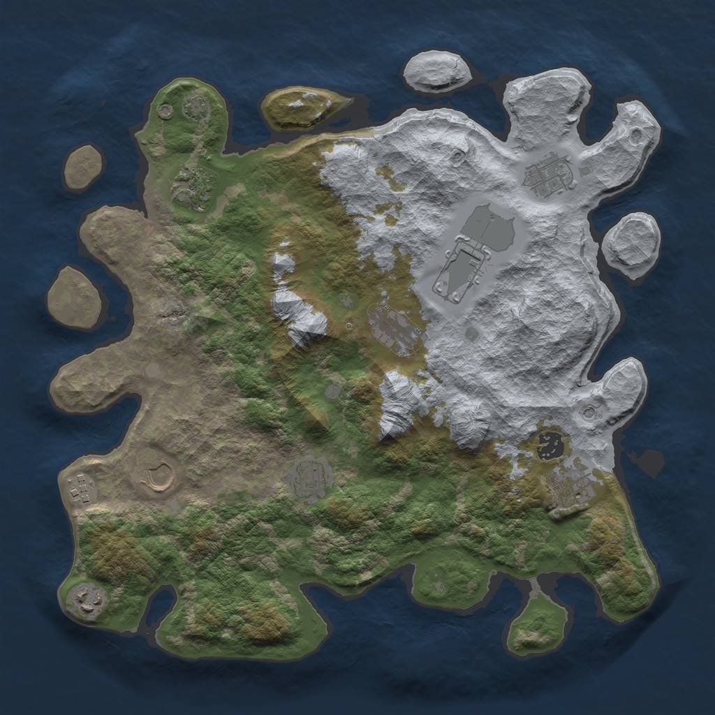Rust Map: Barren, Size: 3800, Seed: 35841360, 14 Monuments