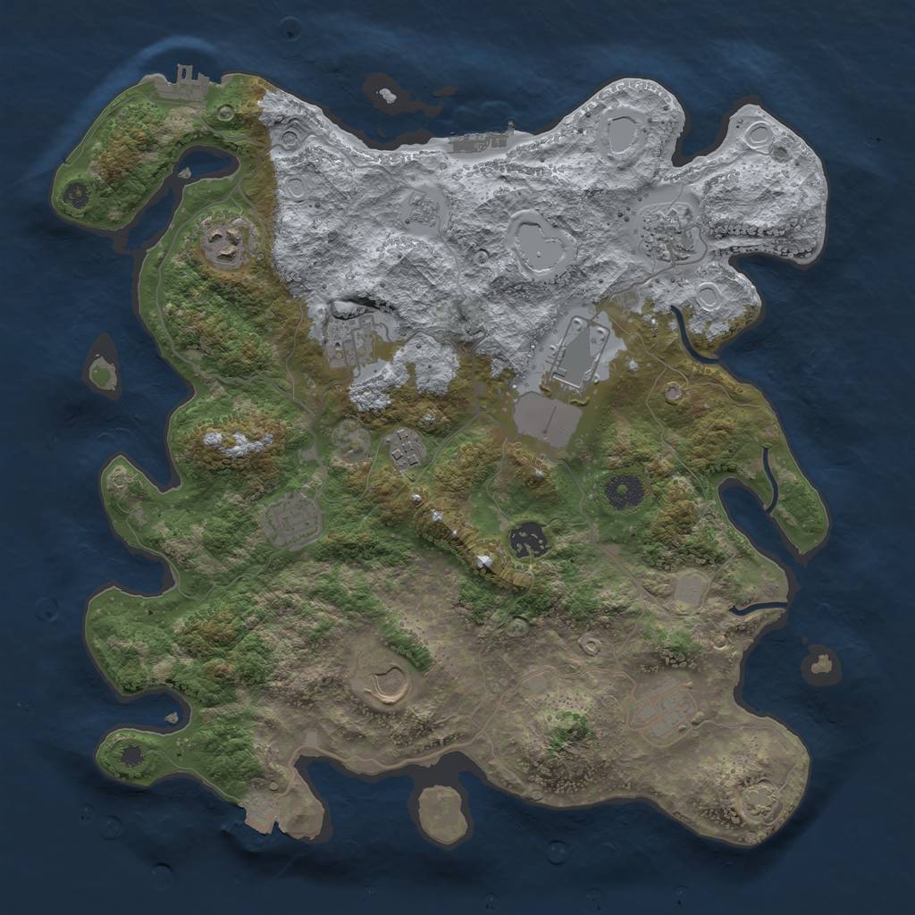 Rust Map: Procedural Map, Size: 3700, Seed: 2041442763, 17 Monuments
