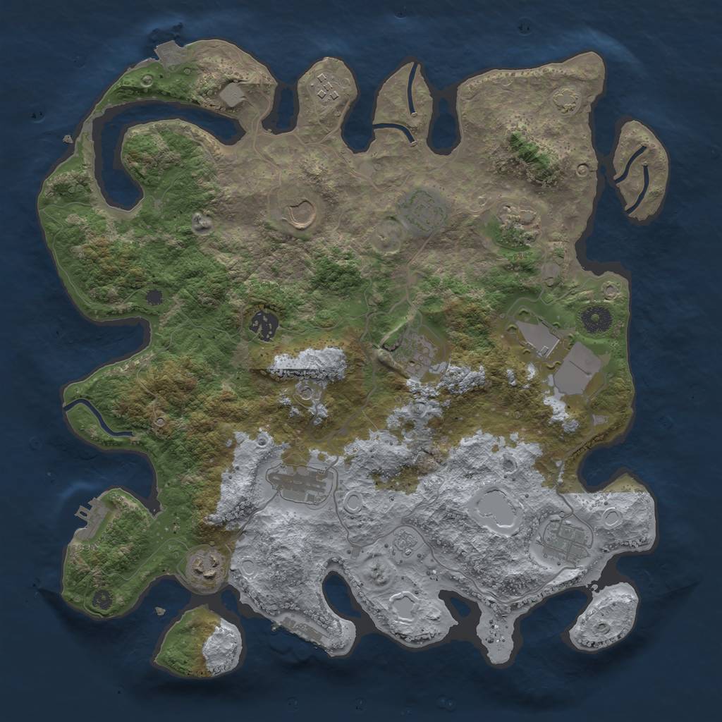 Rust Map: Procedural Map, Size: 3750, Seed: 22548786, 18 Monuments