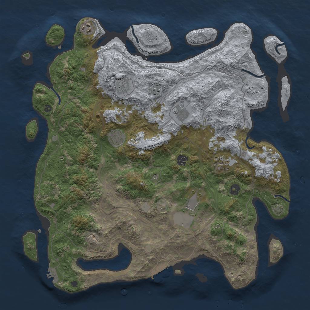 Rust Map: Procedural Map, Size: 4250, Seed: 1288715570, 16 Monuments