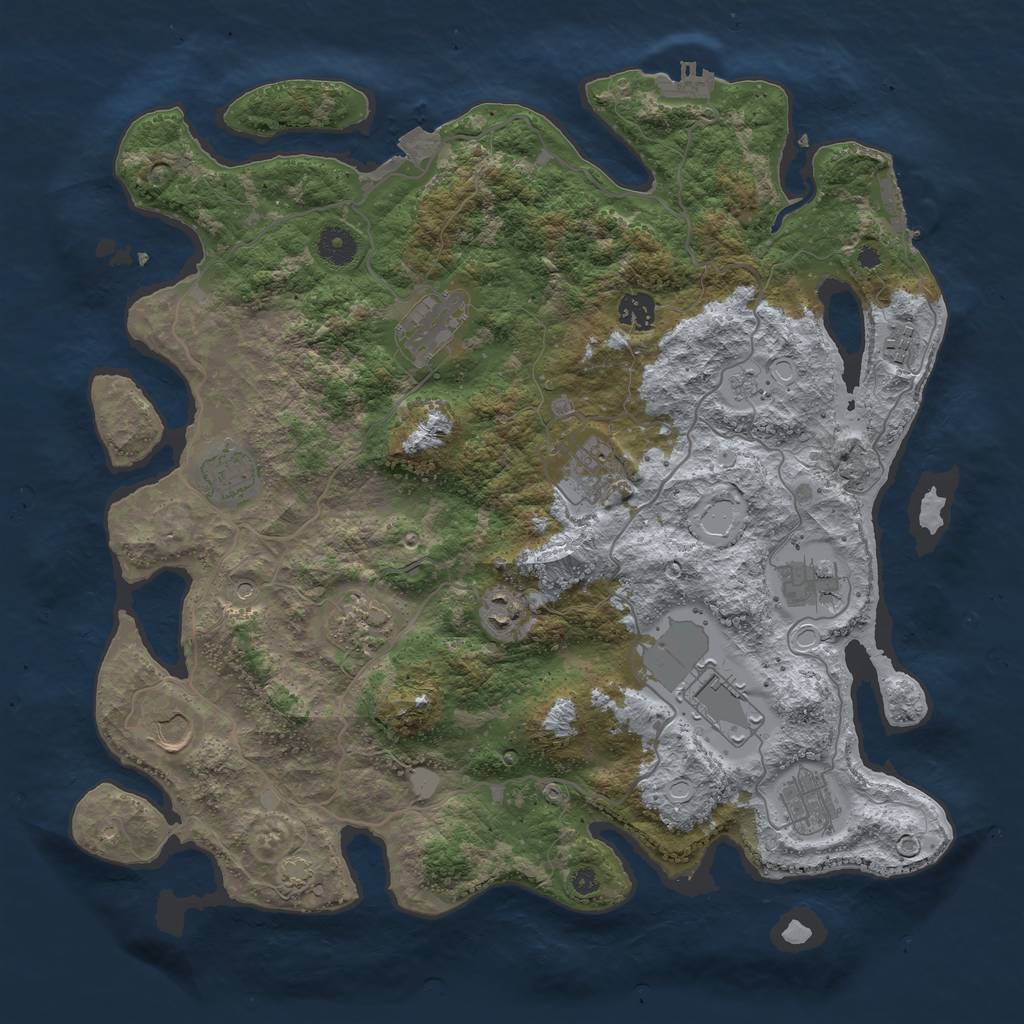 Rust Map: Procedural Map, Size: 4000, Seed: 232414, 19 Monuments