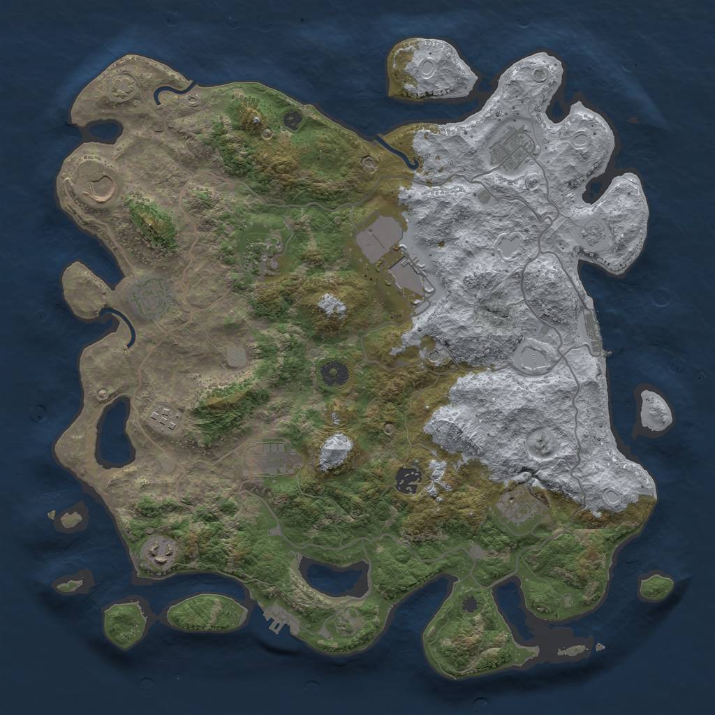 Rust Map: Procedural Map, Size: 4000, Seed: 1479636185, 18 Monuments