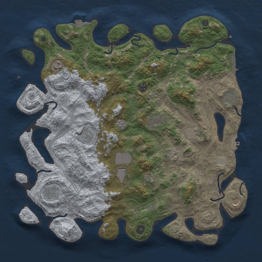 Rust Map: Procedural Map, Size: 4300, Seed: 75955333, 19 Monuments