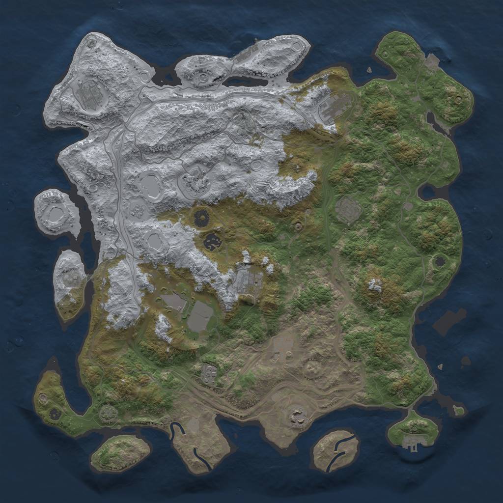 Rust Map: Procedural Map, Size: 4500, Seed: 198273897, 18 Monuments