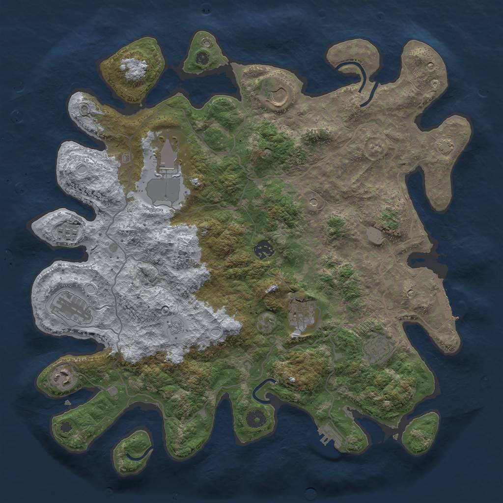 Rust Map: Procedural Map, Size: 4000, Seed: 1172369241, 16 Monuments