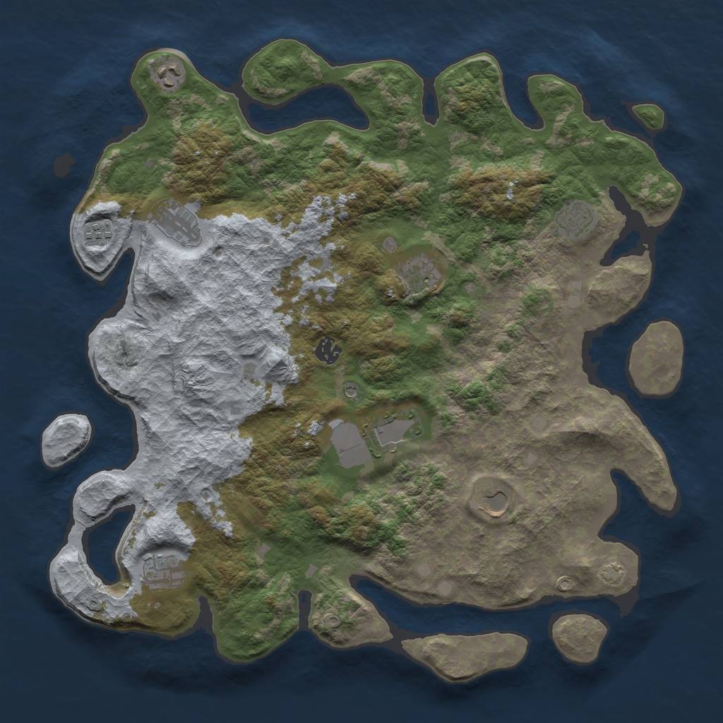 Rust Map: Barren, Size: 4250, Seed: 54764329, 13 Monuments