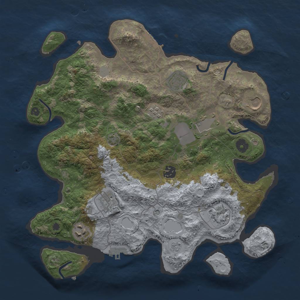 Rust Map: Procedural Map, Size: 3500, Seed: 1695083, 16 Monuments