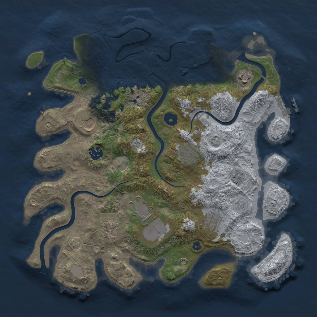 Rust Map: Procedural Map, Size: 3550, Seed: 36046831, 14 Monuments