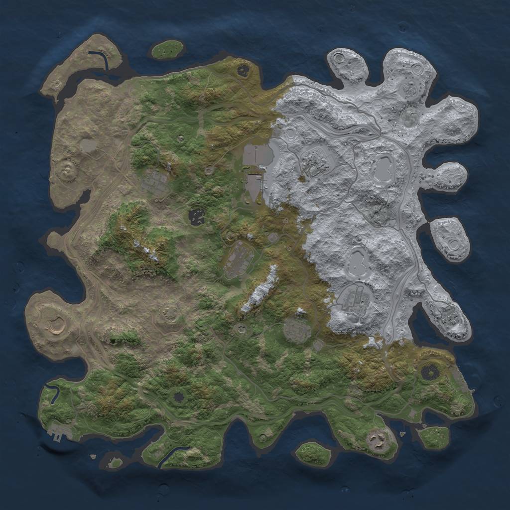 Rust Map: Procedural Map, Size: 4400, Seed: 53082521, 18 Monuments