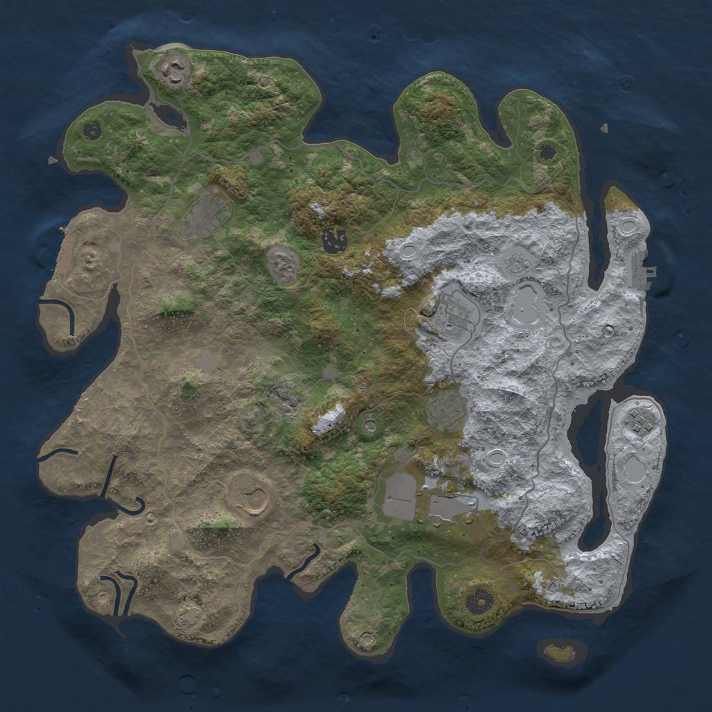 Rust Map: Procedural Map, Size: 4000, Seed: 915995231, 16 Monuments
