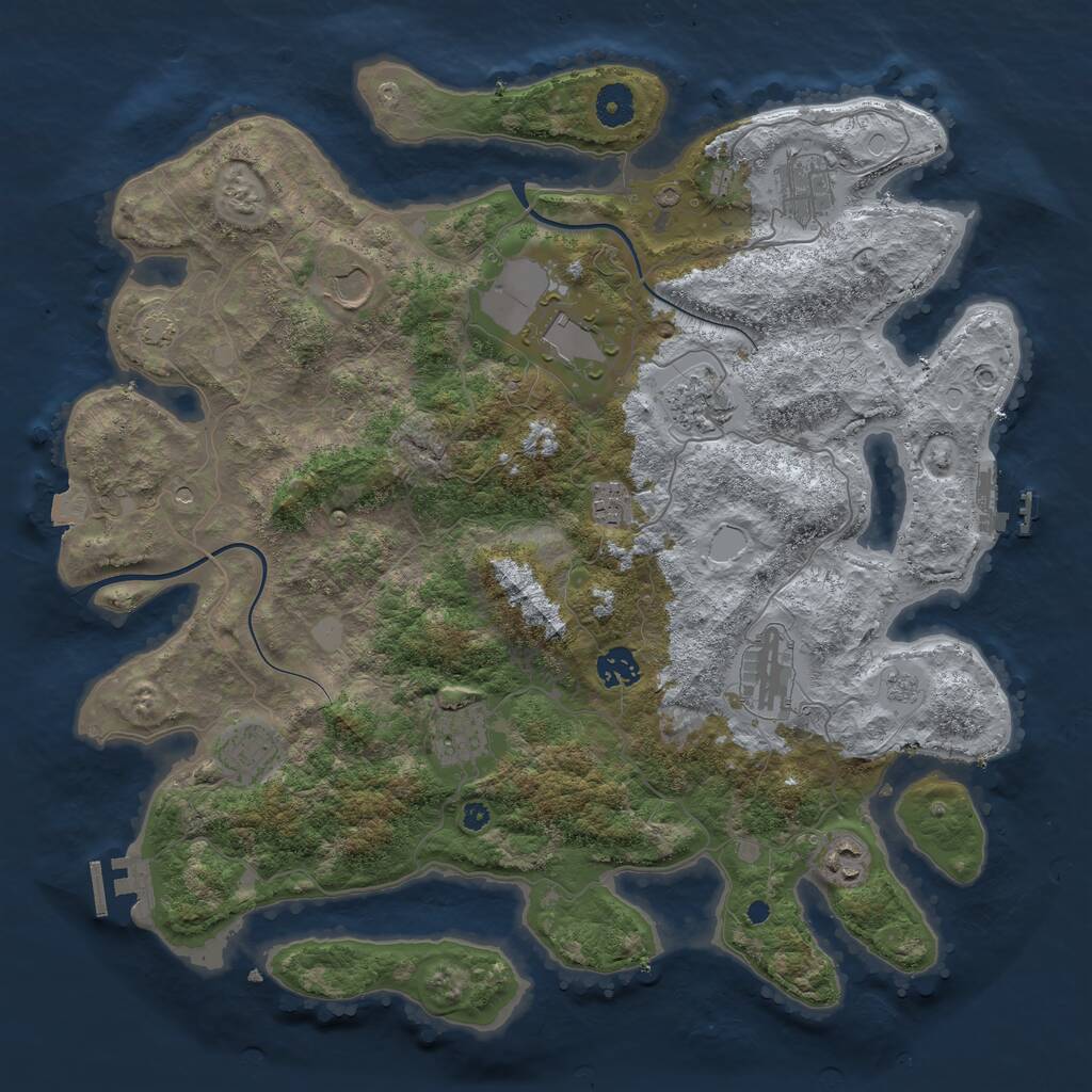 Rust Map: Procedural Map, Size: 3950, Seed: 99185919, 16 Monuments