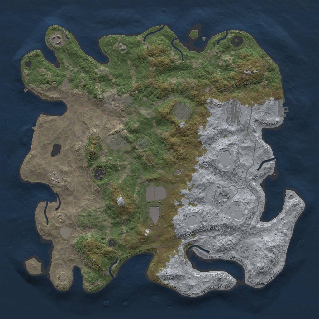 Rust Map: Procedural Map, Size: 4100, Seed: 25124591, 16 Monuments