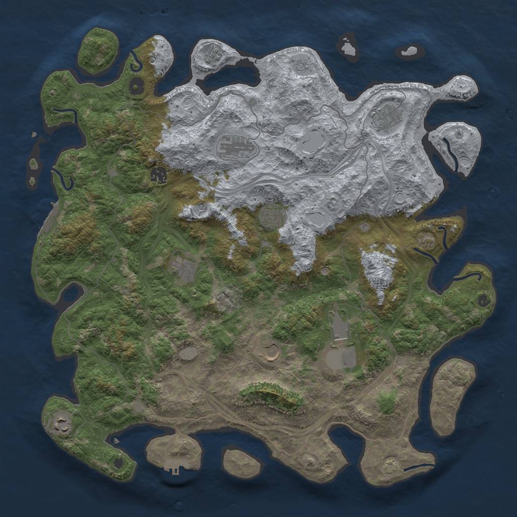Rust Map: Procedural Map, Size: 4500, Seed: 1152195798, 17 Monuments