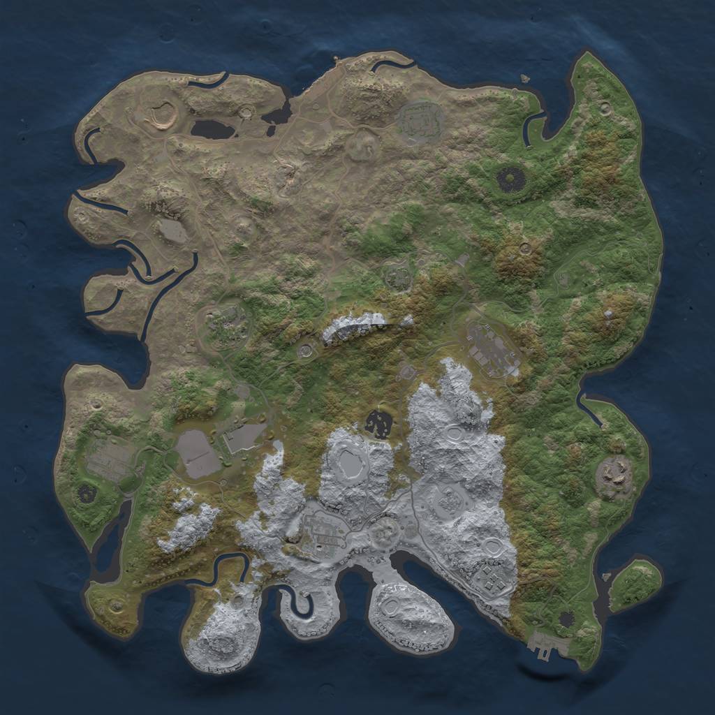 Rust Map: Procedural Map, Size: 3850, Seed: 31806563, 18 Monuments