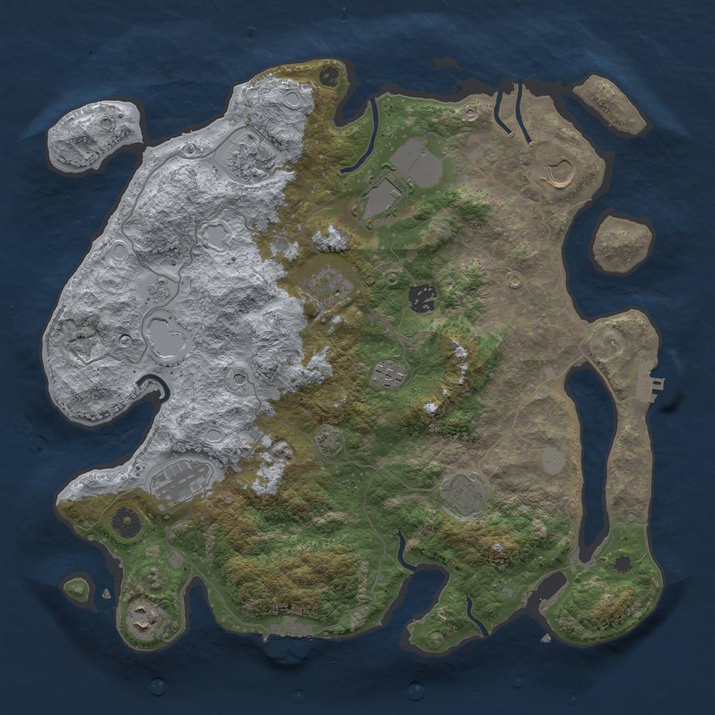 Rust Map: Procedural Map, Size: 3700, Seed: 8912947, 17 Monuments