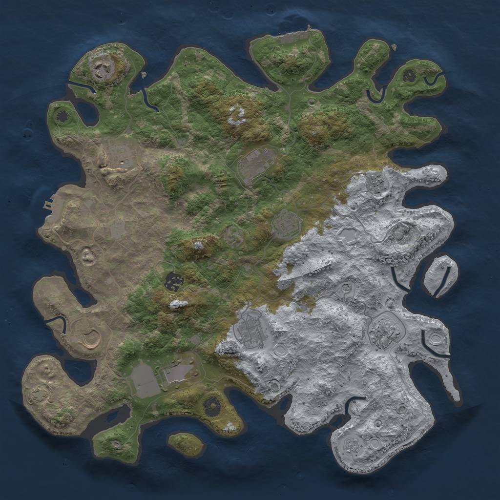 Rust Map: Procedural Map, Size: 3950, Seed: 12133779, 18 Monuments