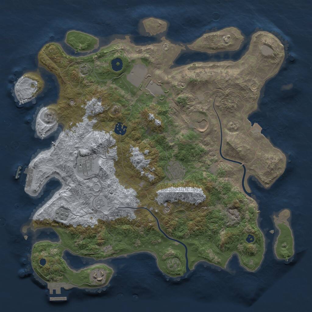 Rust Map: Procedural Map, Size: 3750, Seed: 96399845, 13 Monuments