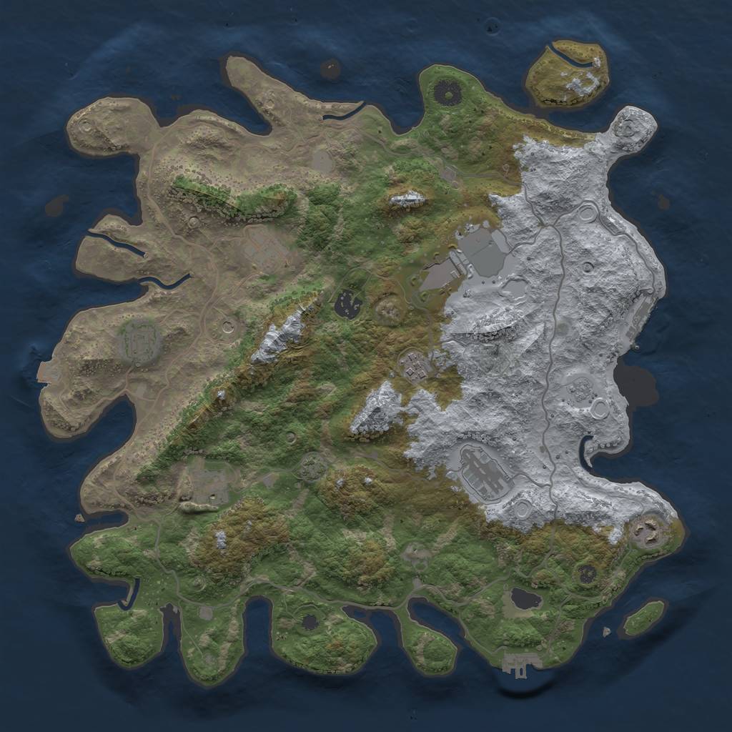 Rust Map: Procedural Map, Size: 4000, Seed: 52957977, 16 Monuments