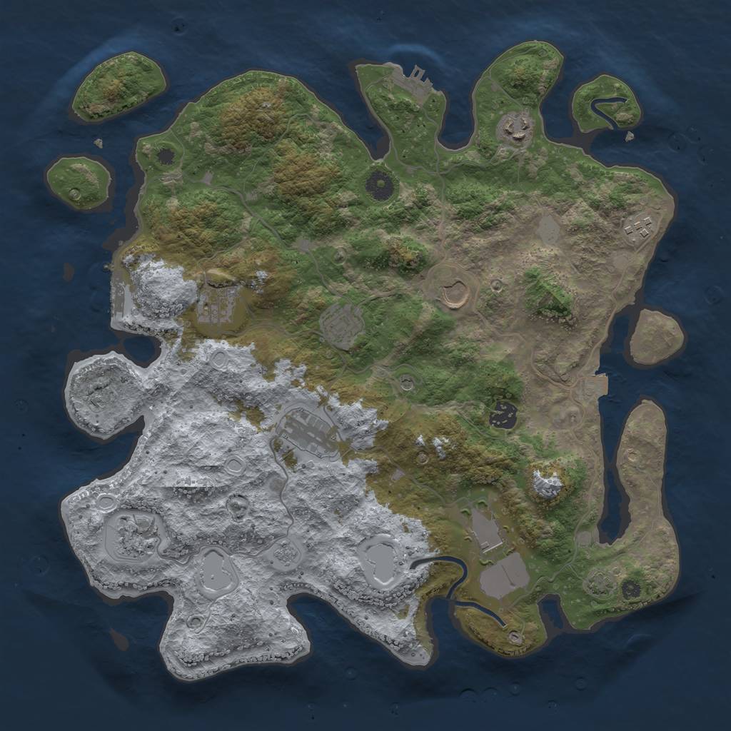 Rust Map: Procedural Map, Size: 3900, Seed: 6669461, 17 Monuments