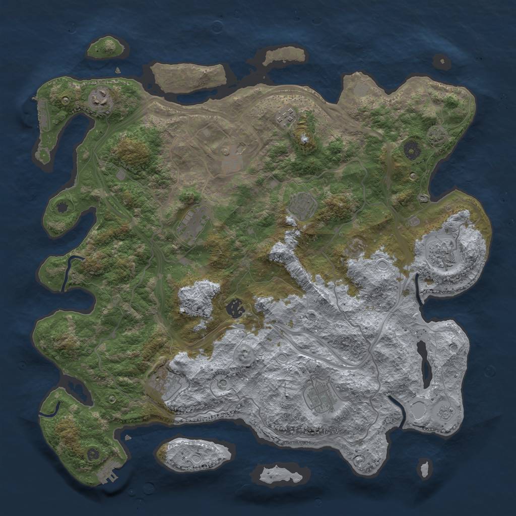 Rust Map: Procedural Map, Size: 4250, Seed: 92876786, 17 Monuments