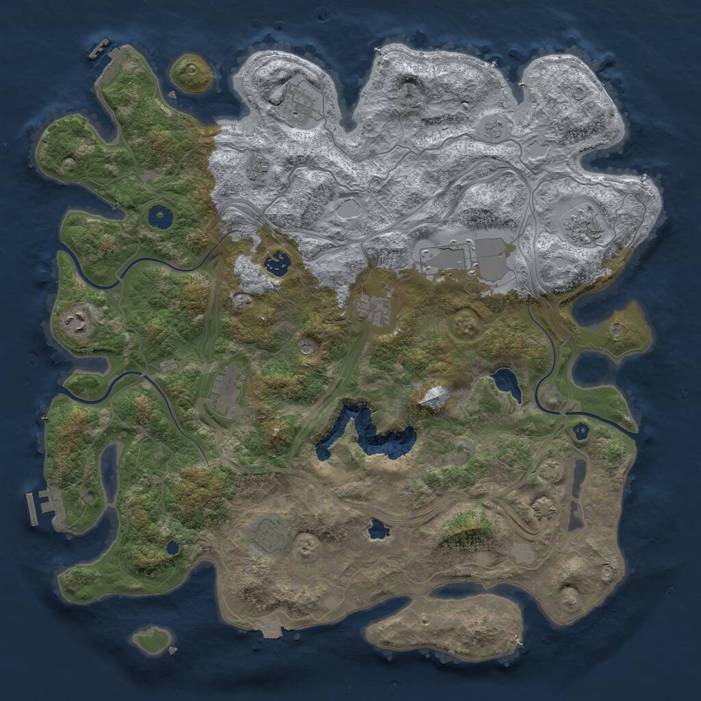 Rust Map: Procedural Map, Size: 4300, Seed: 83888009, 15 Monuments