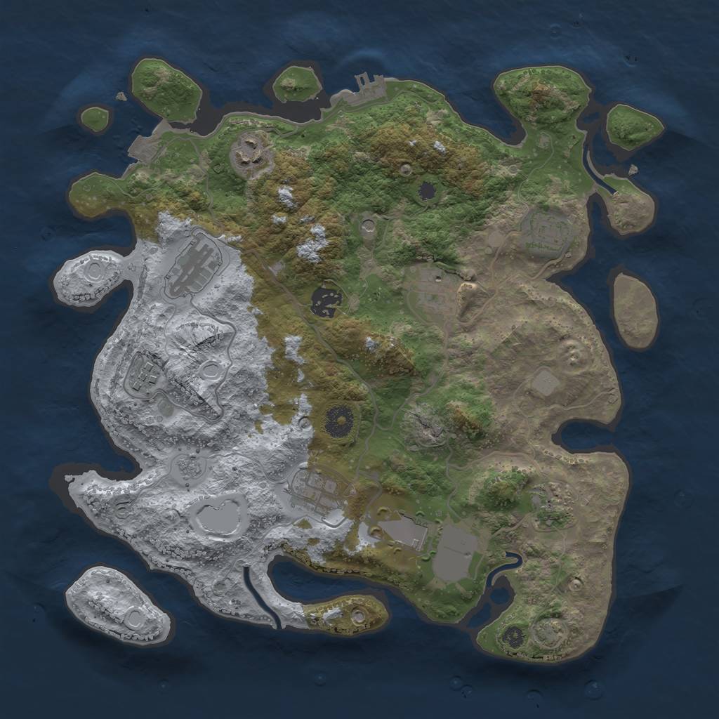 Rust Map: Procedural Map, Size: 3500, Seed: 6711949, 16 Monuments