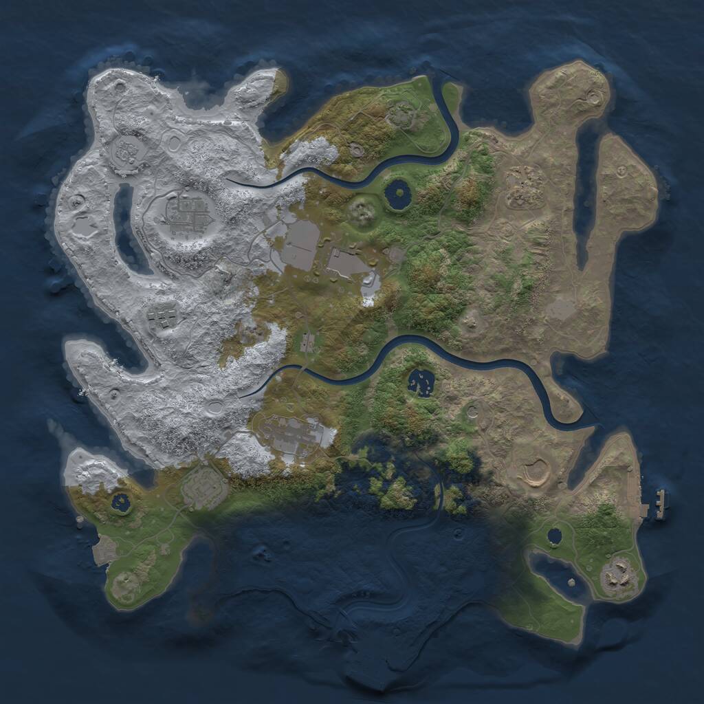 Rust Map: Procedural Map, Size: 3800, Seed: 68740232, 15 Monuments