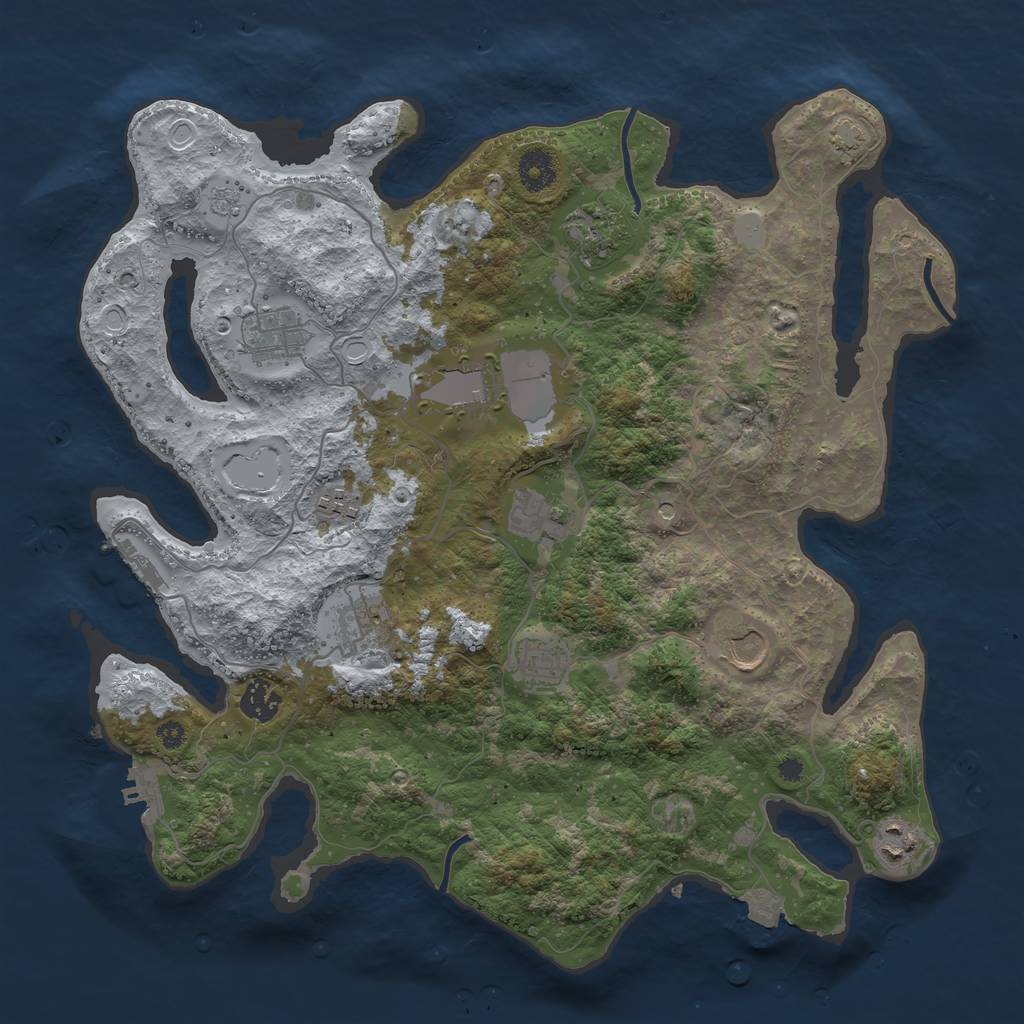 Rust Map: Procedural Map, Size: 3800, Seed: 68740232, 18 Monuments