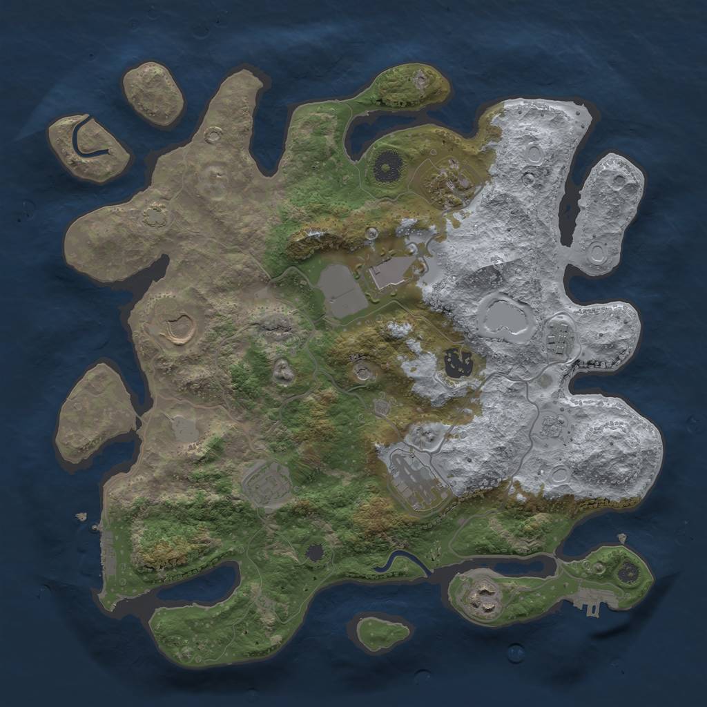 Rust Map: Procedural Map, Size: 3500, Seed: 5222, 16 Monuments
