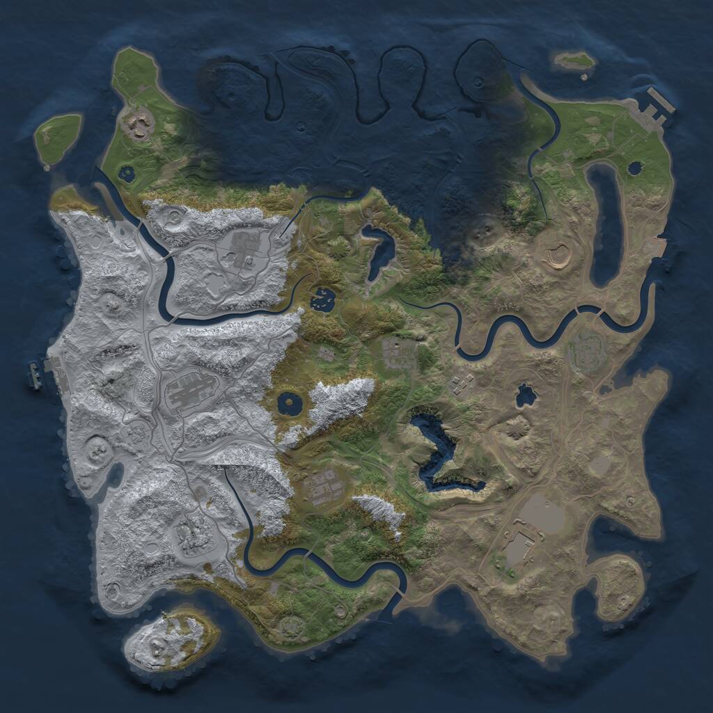 Rust Map: Procedural Map, Size: 4300, Seed: 80107759, 17 Monuments