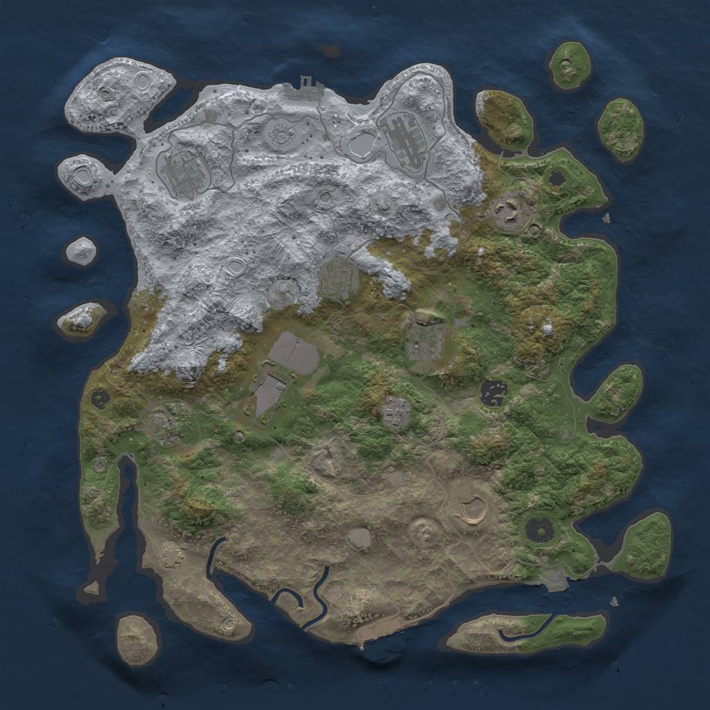 Rust Map: Procedural Map, Size: 3900, Seed: 75225657, 18 Monuments