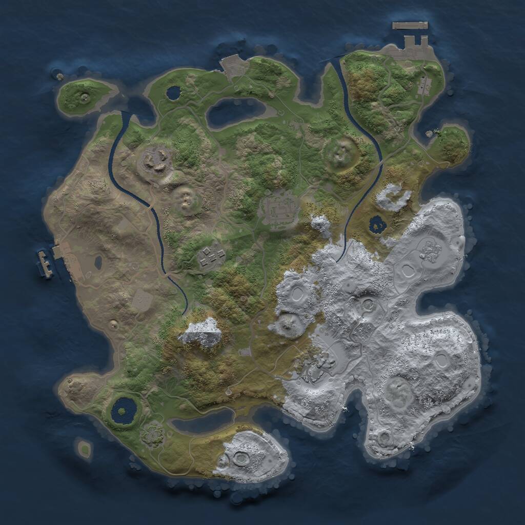 Rust Map: Procedural Map, Size: 3000, Seed: 16706, 10 Monuments