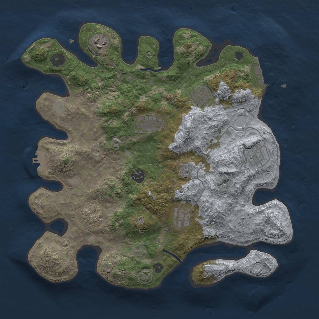 Rust Map: Procedural Map, Size: 3450, Seed: 63709926, 16 Monuments