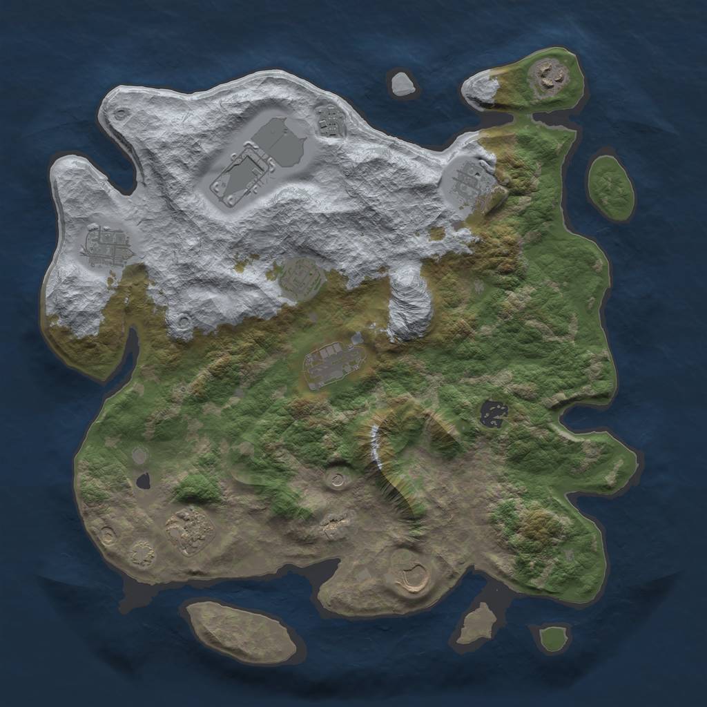 Rust Map: Barren, Size: 3750, Seed: 83907275, 14 Monuments