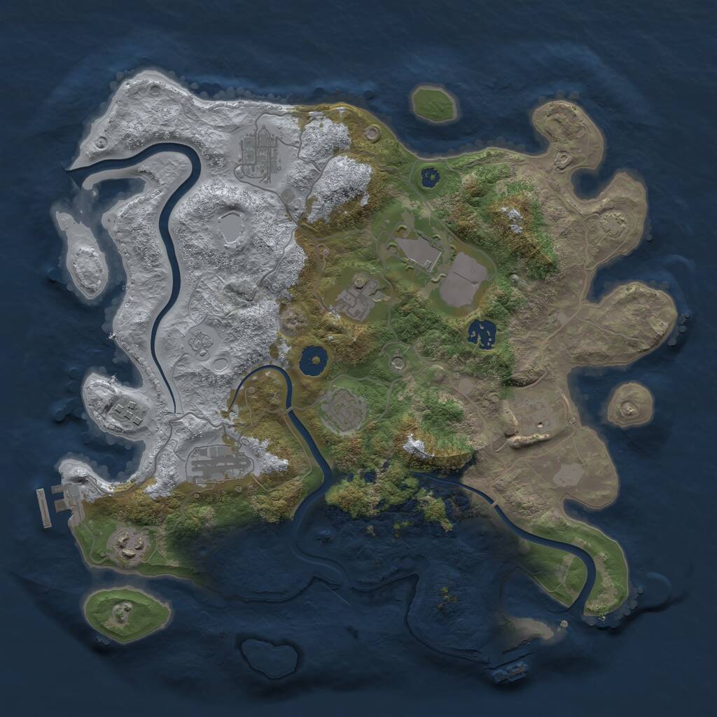 Rust Map: Procedural Map, Size: 3650, Seed: 63631843, 15 Monuments