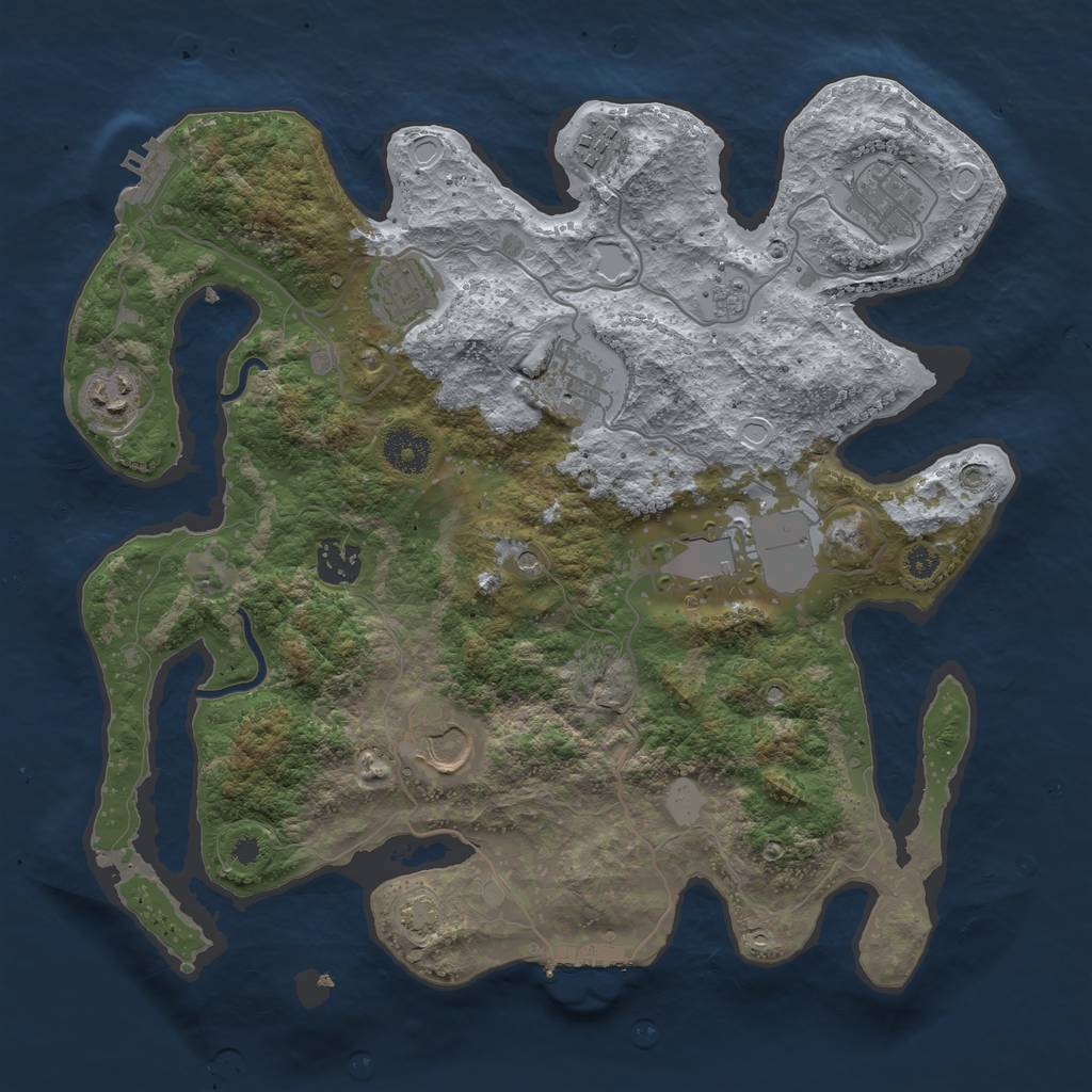Rust Map: Procedural Map, Size: 3500, Seed: 24073917, 16 Monuments