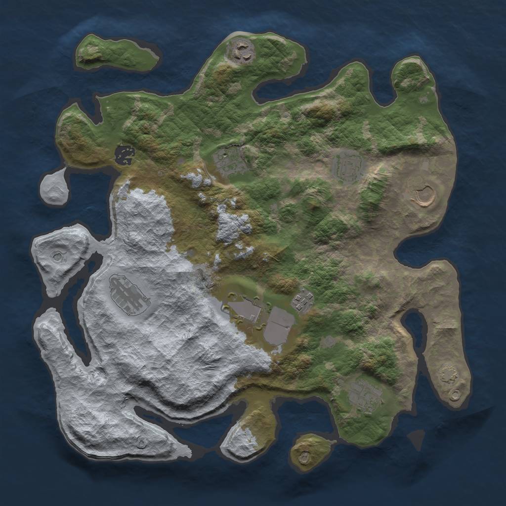 Rust Map: Barren, Size: 3650, Seed: 83211093, 13 Monuments