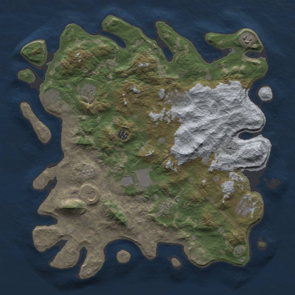 Rust Map: Barren, Size: 4300, Seed: 66630632, 14 Monuments