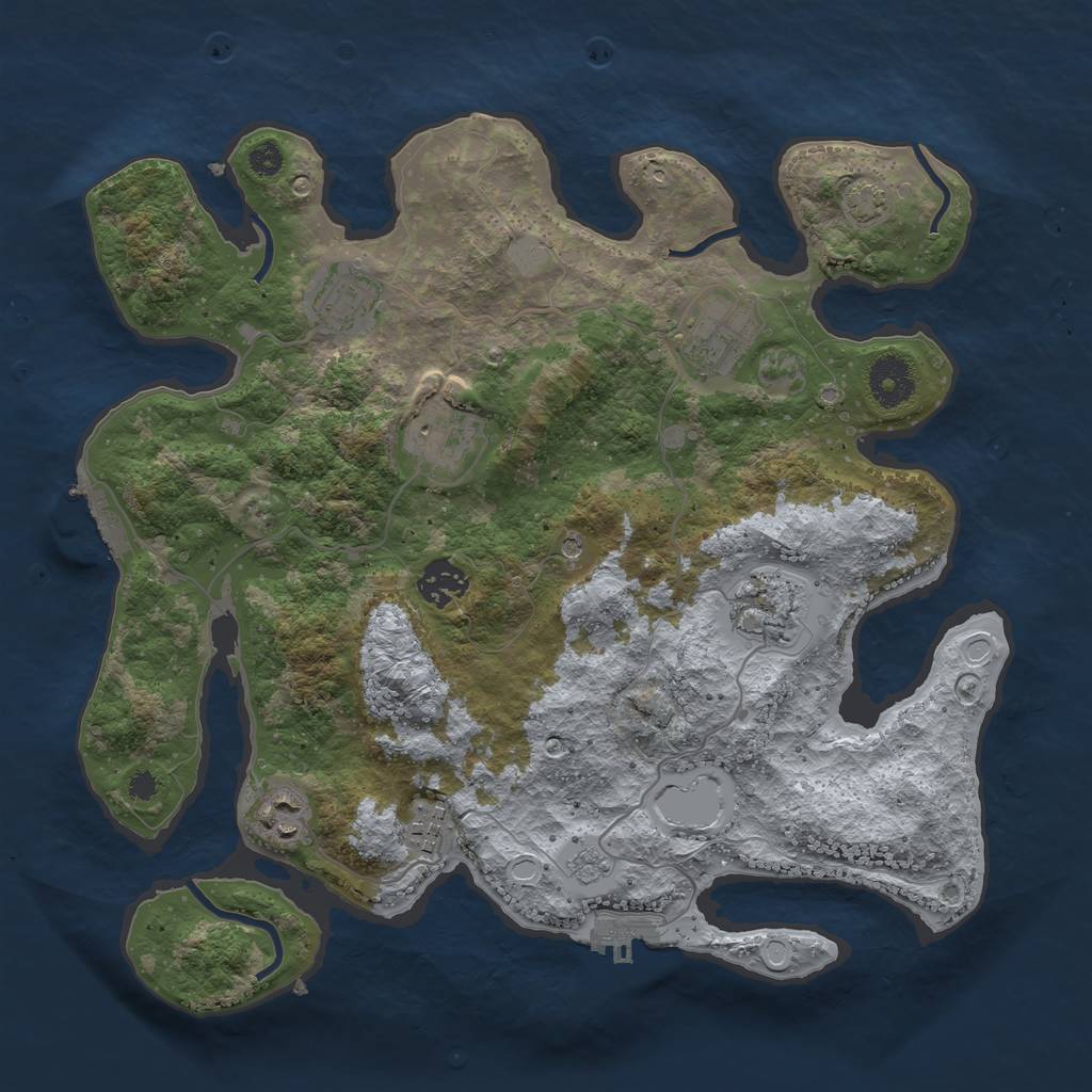 Rust Map: Procedural Map, Size: 3450, Seed: 51753803, 15 Monuments