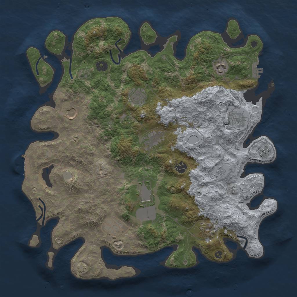 Rust Map: Procedural Map, Size: 3900, Seed: 61050051, 18 Monuments
